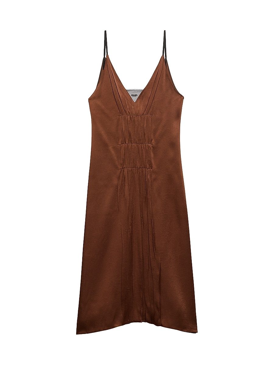 Women's Satin Crepe Dress - Brown - Size 8