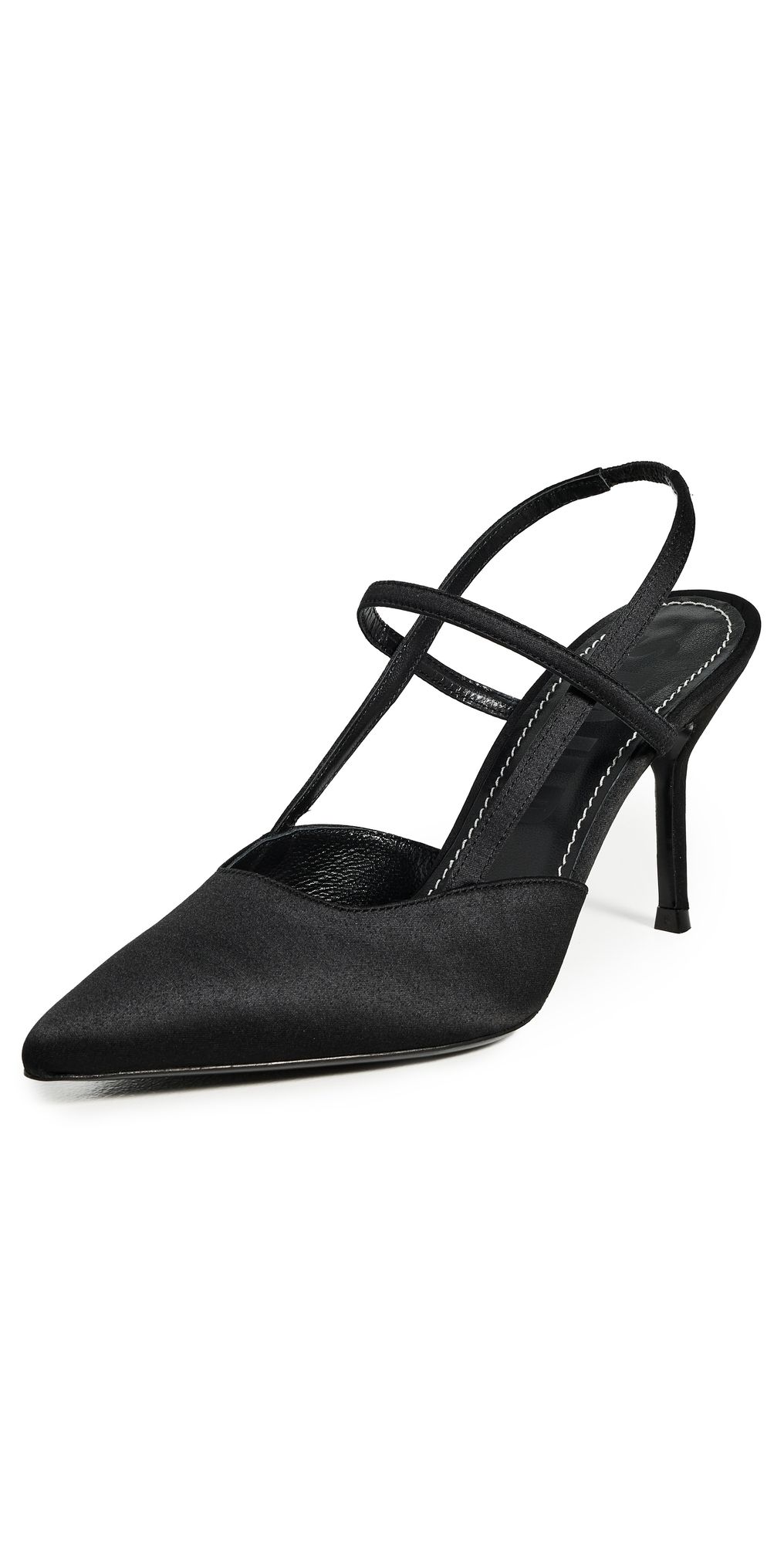 STAUD Sebastian High Heel Slingbacks Black Satin 38