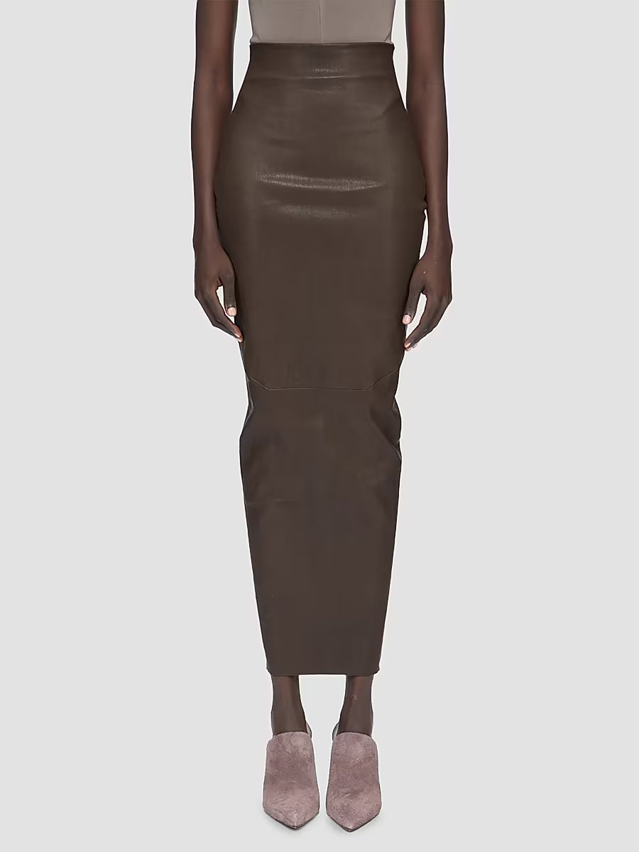 Women's Dirt Pillar Stretch Leather-Blend Pencil Maxi Skirt - Grease - Size 8