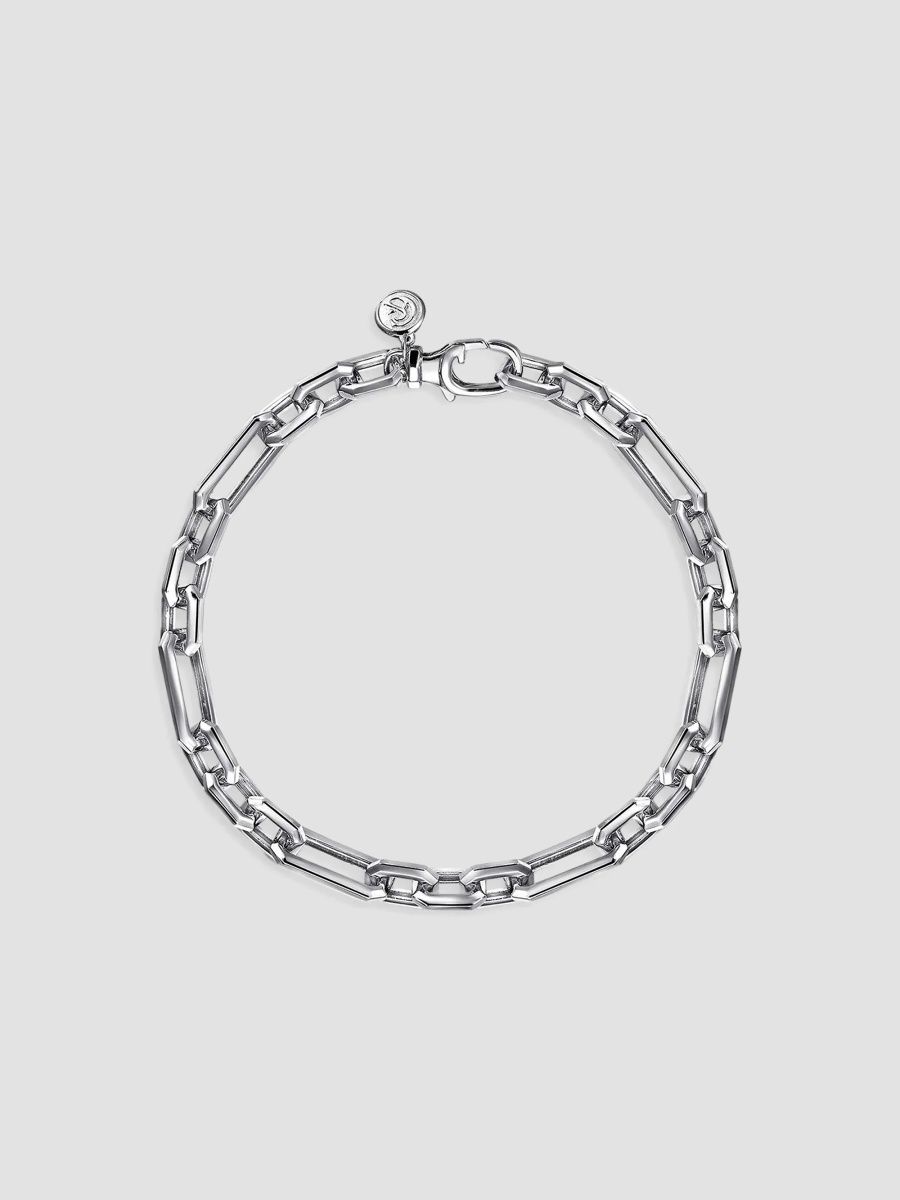 Gabriel & Co Men's Classic Figaro Sterling Silver Chain Link Bracelet - Silver - Size 7.5