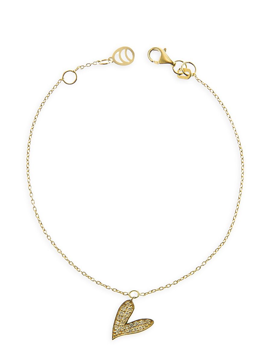 Women's Be Mine 14K Yellow Gold & 0.15 TCW Diamond Heart Charm Bracelet - Yellow Gold