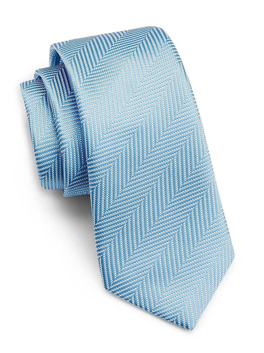 Giorgio Armani Men's Chevron Silk Tie - Light Blue