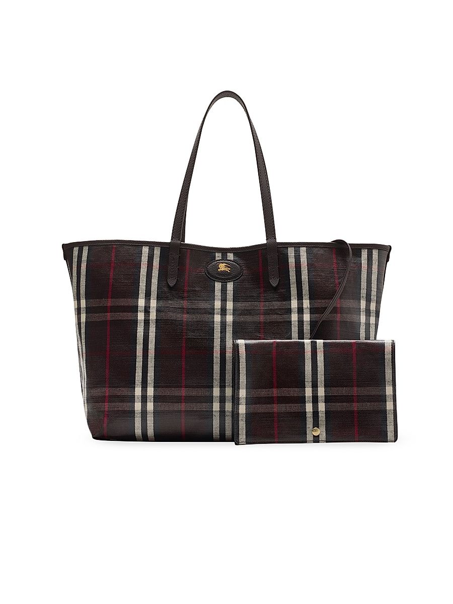 Women's Highlands Checked Tote Bag - Mahogany
