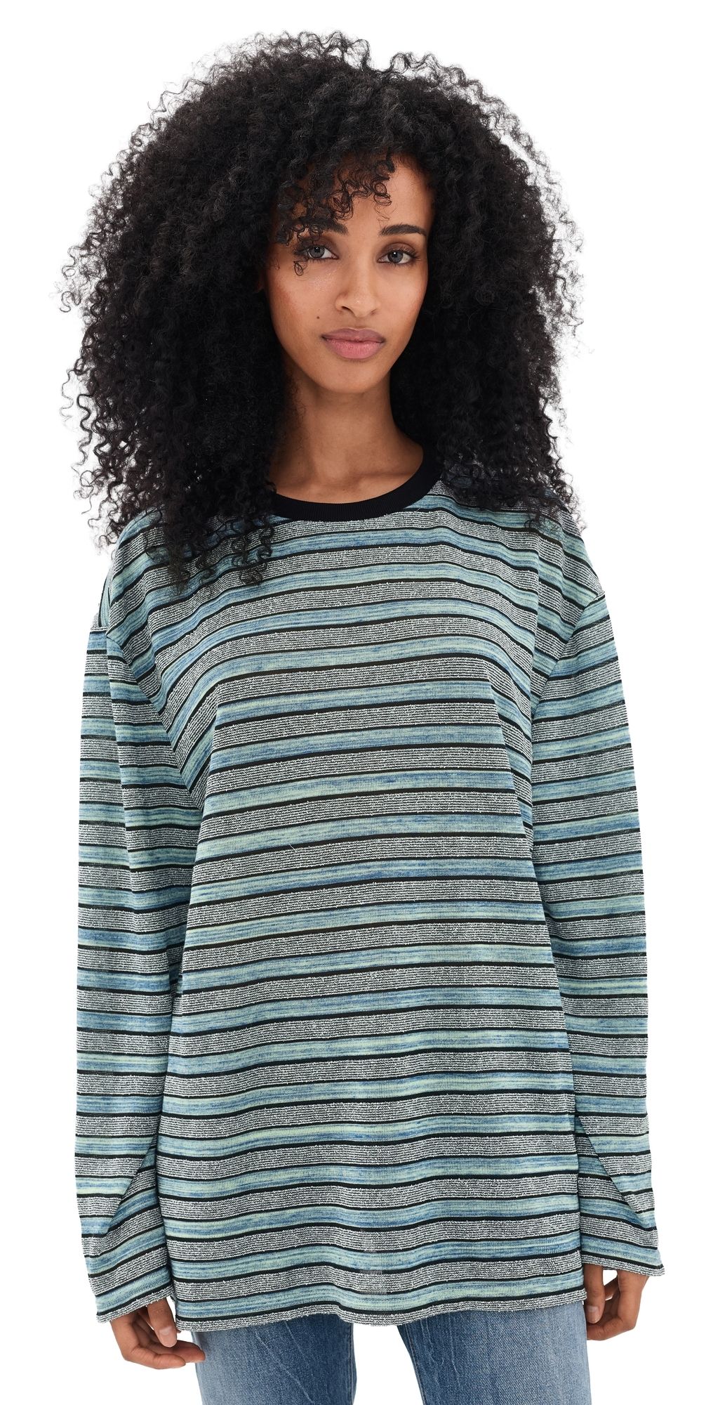 VRG GRL Willow Stripe Long Sleeve Tee Blue Stripe XL