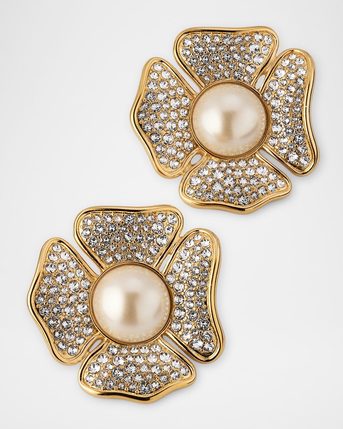 San Fin Metal Earrings with Swarovski Crystals and Pearly Studs