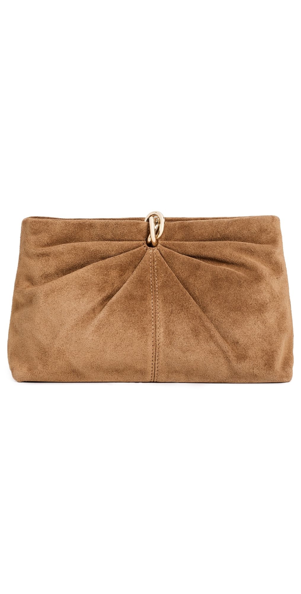 Loeffler Randall Corrine Gathered Multi Ring Suede Clutch Toffee One Size