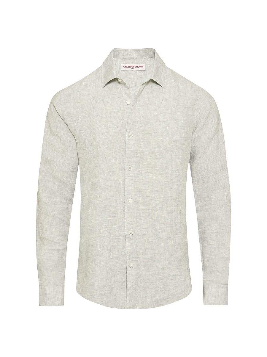 Men's Giles Linen Button-Front Shirt - White Jade - Size XXL