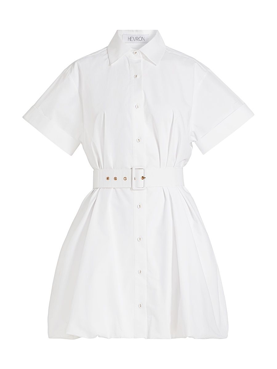 Women's Harlow Bubble Hem Mini Shirtdress - White - Size XS