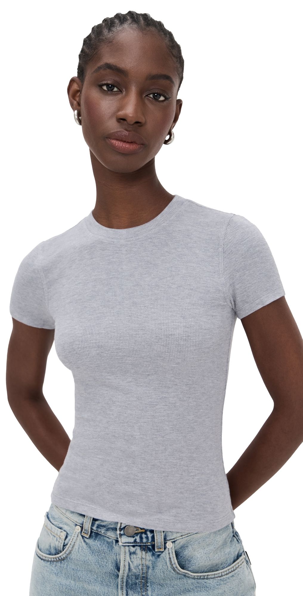 FRAME The Rib Baby Tee Coffee Heather XL