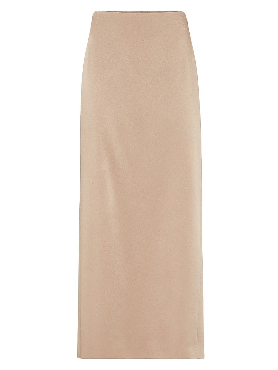 Women's Satin Cady Long Column Skirt - Warm Beige - Size 14