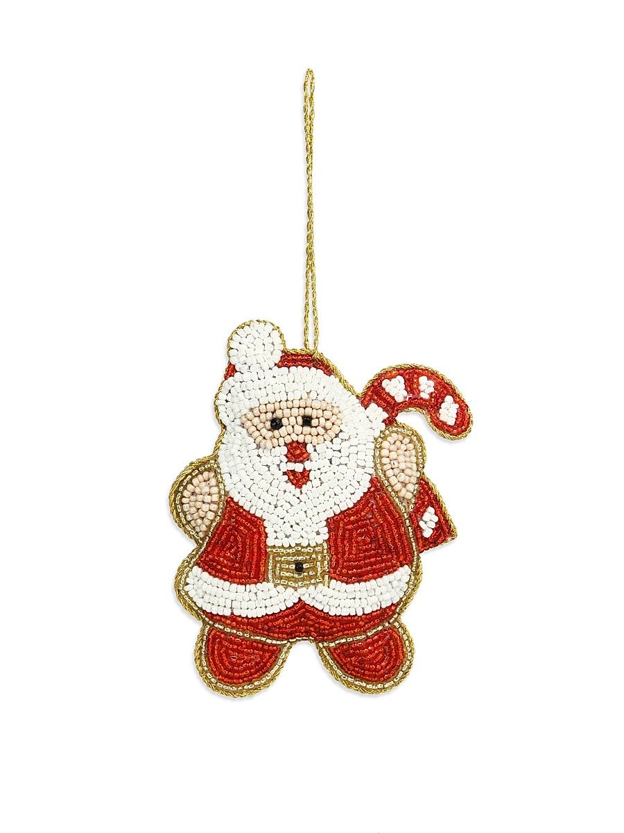 Beaded Santa Ornament - Red