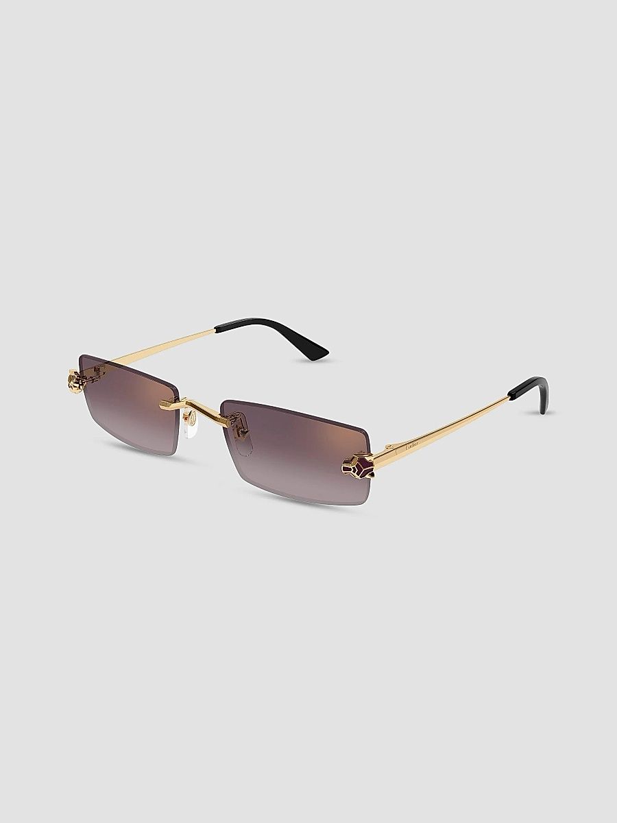 Cartier Women's Panthère Classic 55MM 24K-Gold-Plated Rectangular Sunglasses - Gold Brown