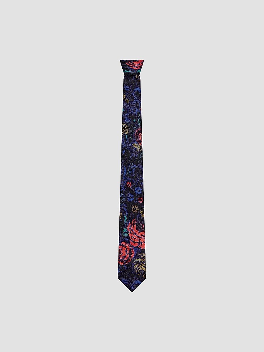 Givenchy Men's Tie in Silk with Floral Print - Navy