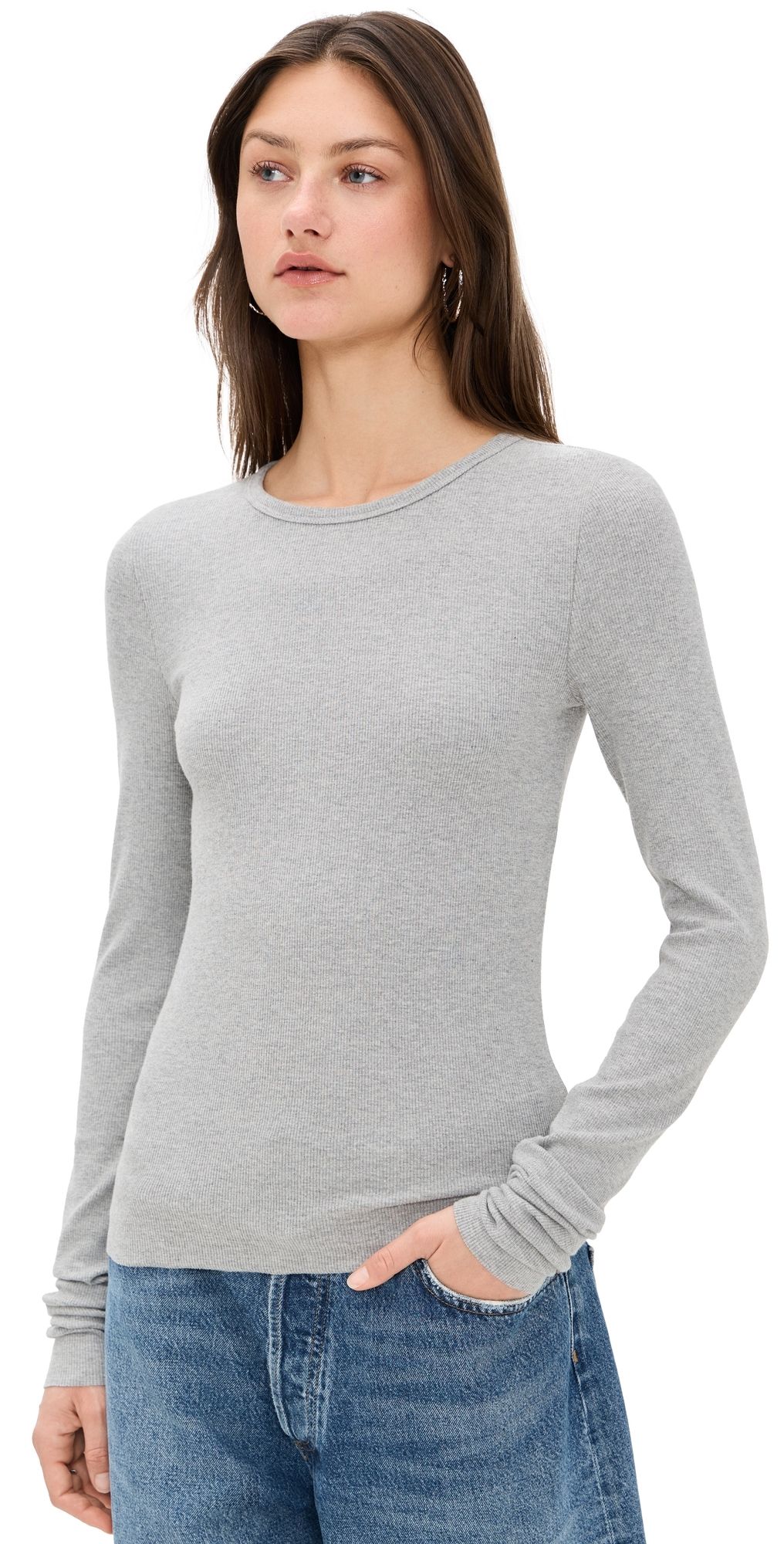 Éterne Long Sleeve Fitted Top Heather Grey XL