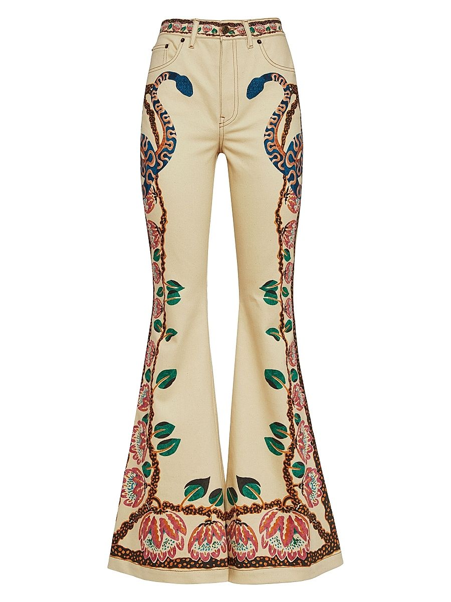 Women's Superflare Jeans - Eve Place Ecru - Size Large