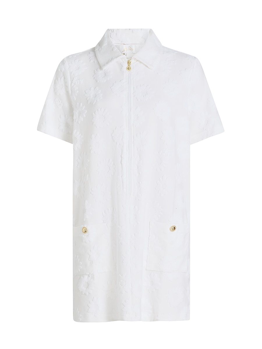 Women's Brayton Embroidered Towel Terry Dress - Resort White - Size XL