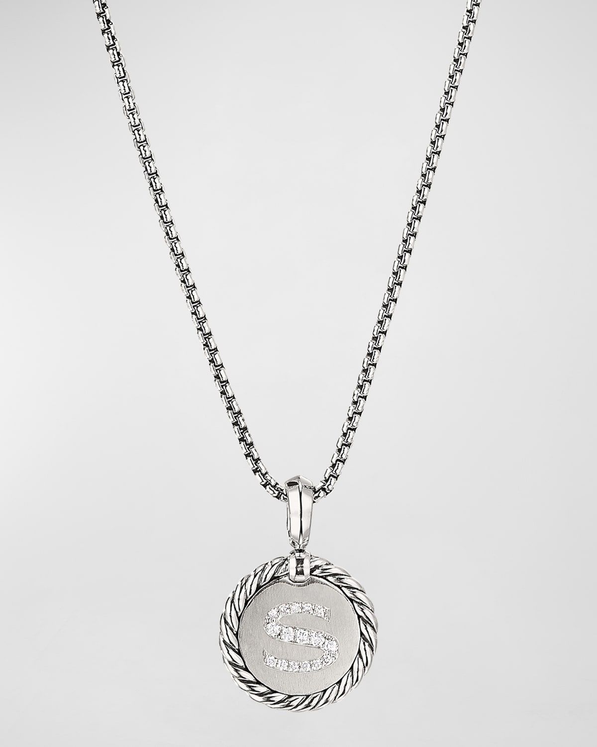Cable Collectibles Initial Charm Necklace with Diamonds in Silver