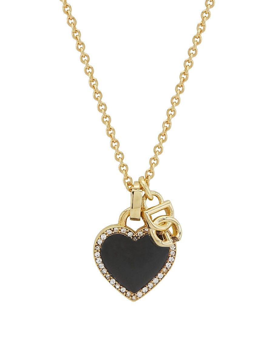 Women's Goldtone, Enamel & Glass Crystal Heart Pendant Necklace - Gold