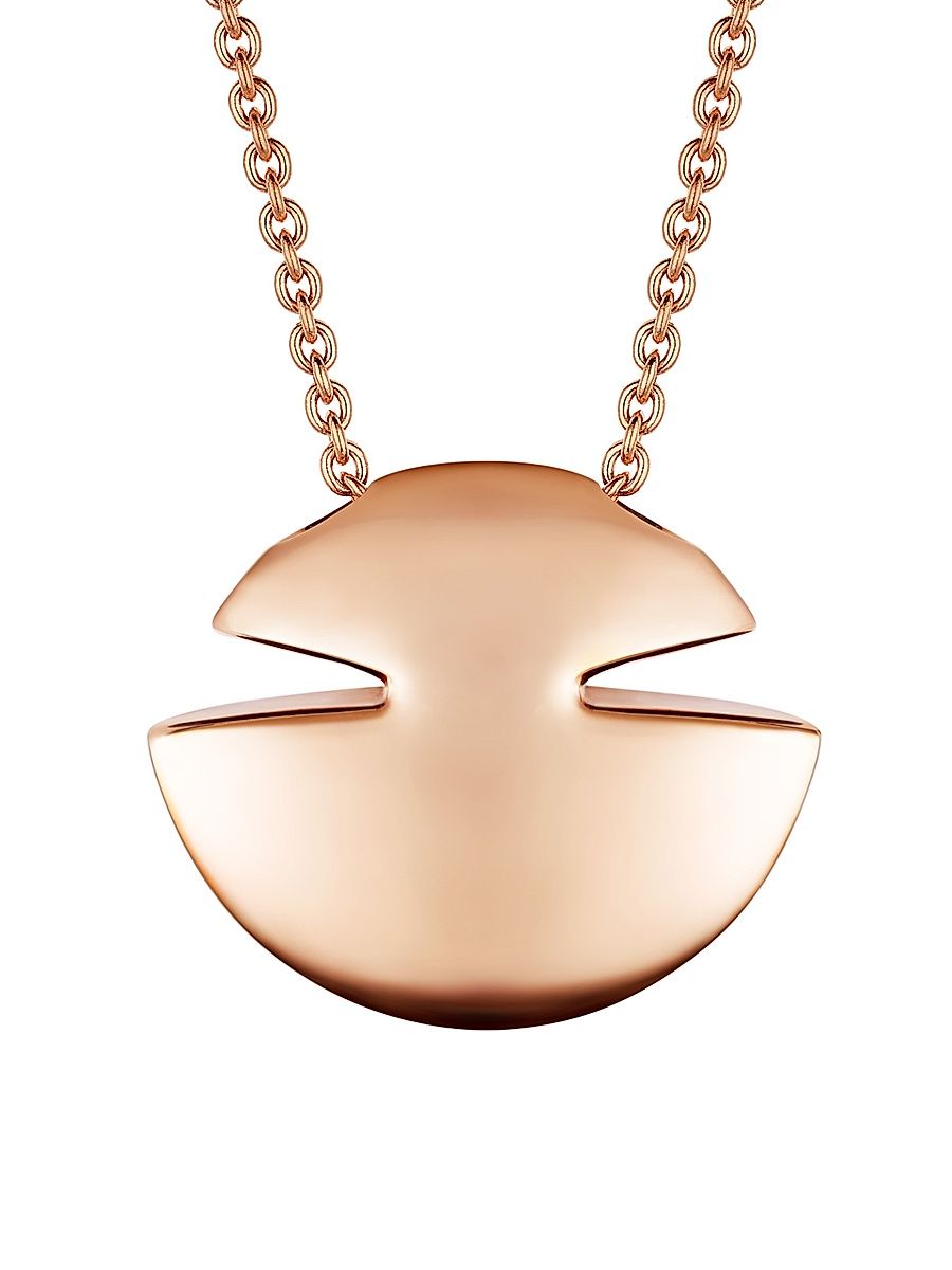 Women's Cabochon 18K Gold Pendant Necklace - Pink Gold