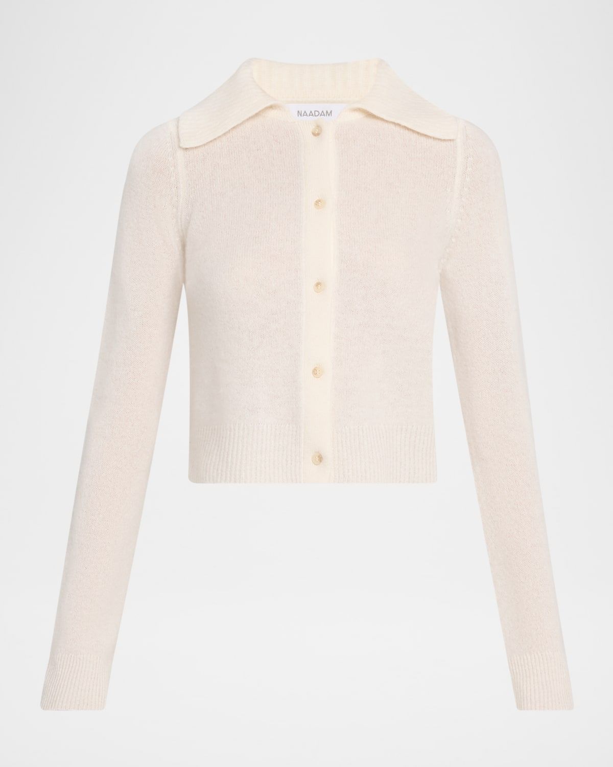 Spread-Collar Coastal Cashmere Cardigan