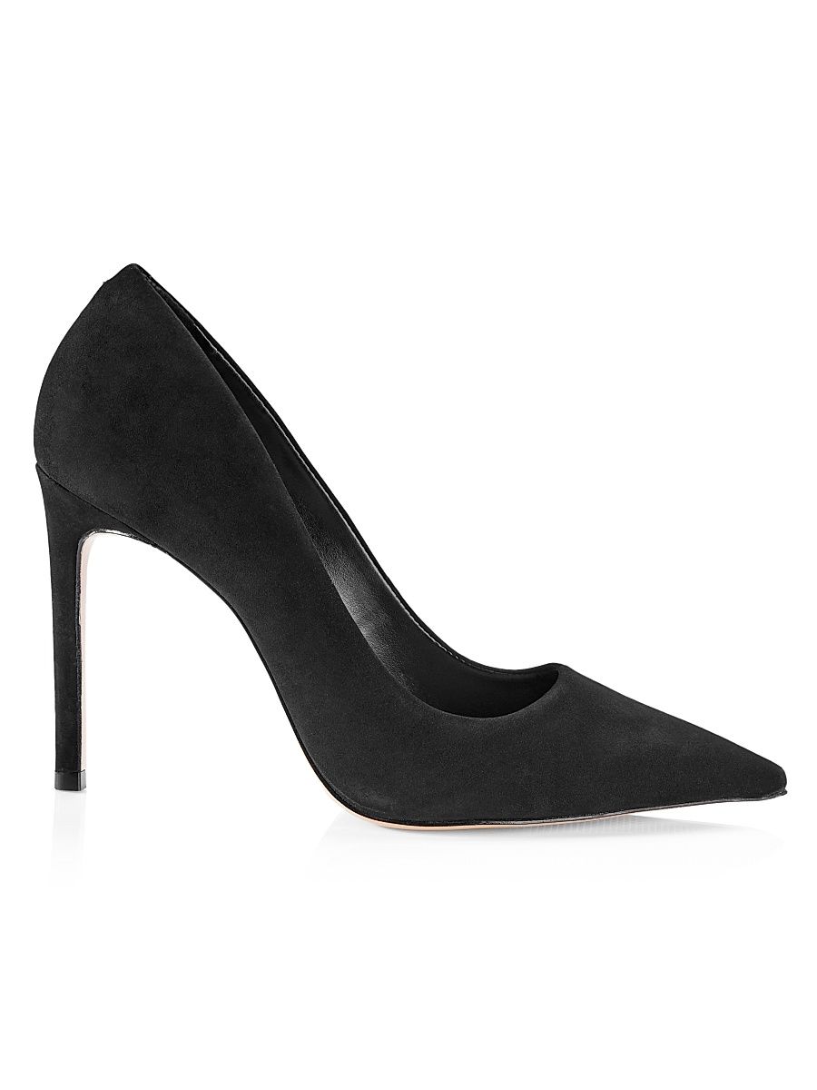 Women's Lou Pointed-Toe Nubuck Pumps - Black - Size 11