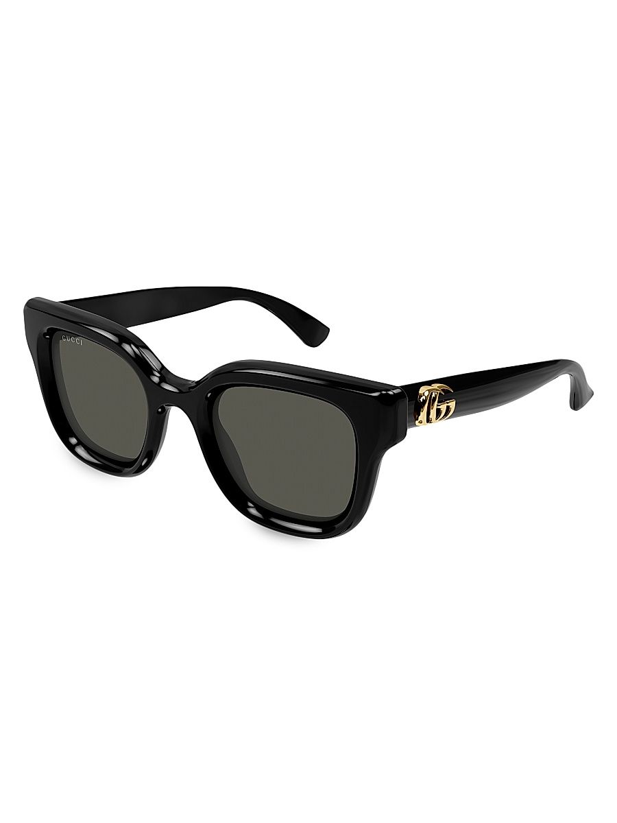 Women's GG Bag 49MM Round Sunglasses - Black