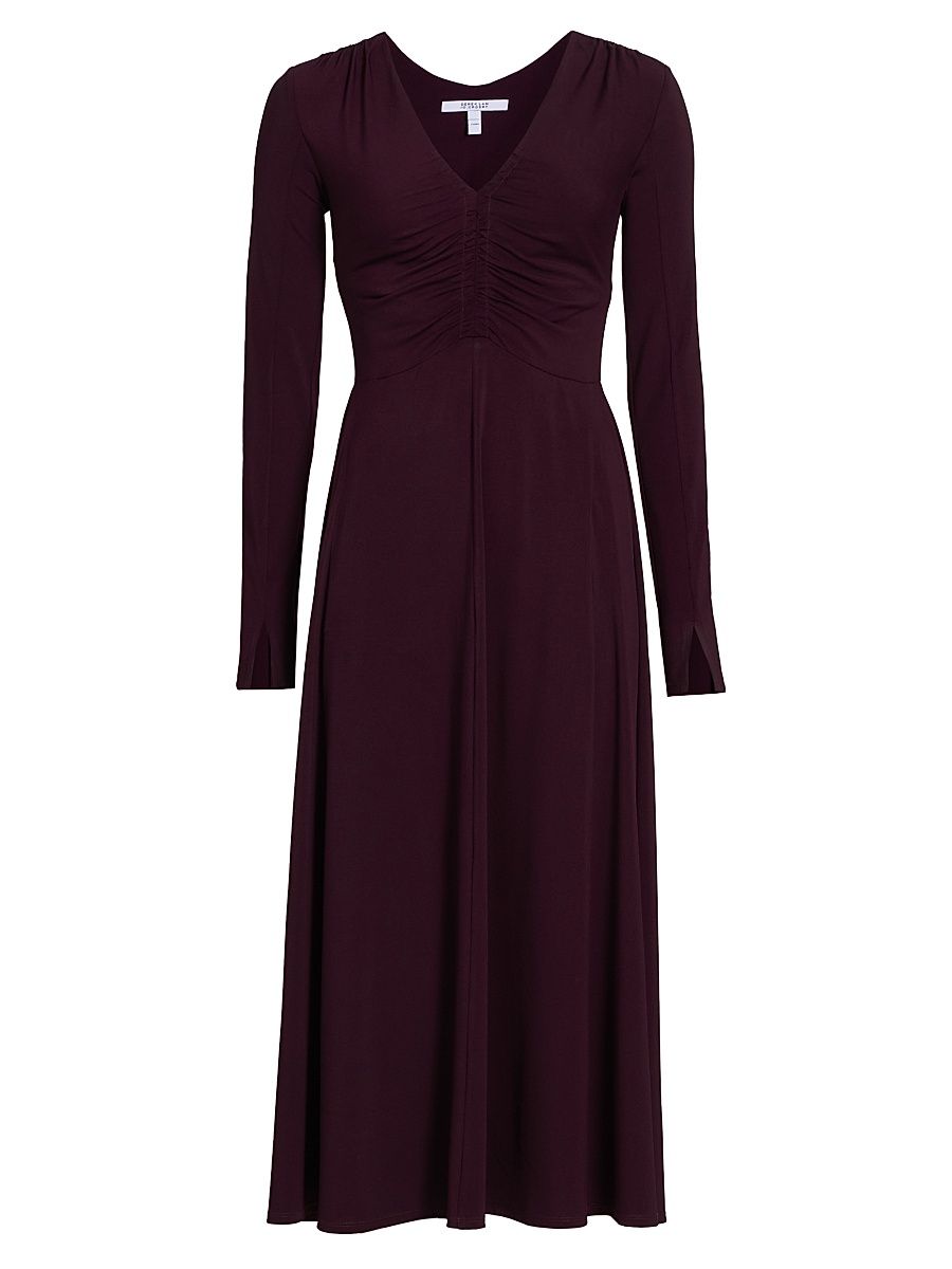 Women's Isabella Ruched Jersey Midi-Dress - Black Cherry - Size Large