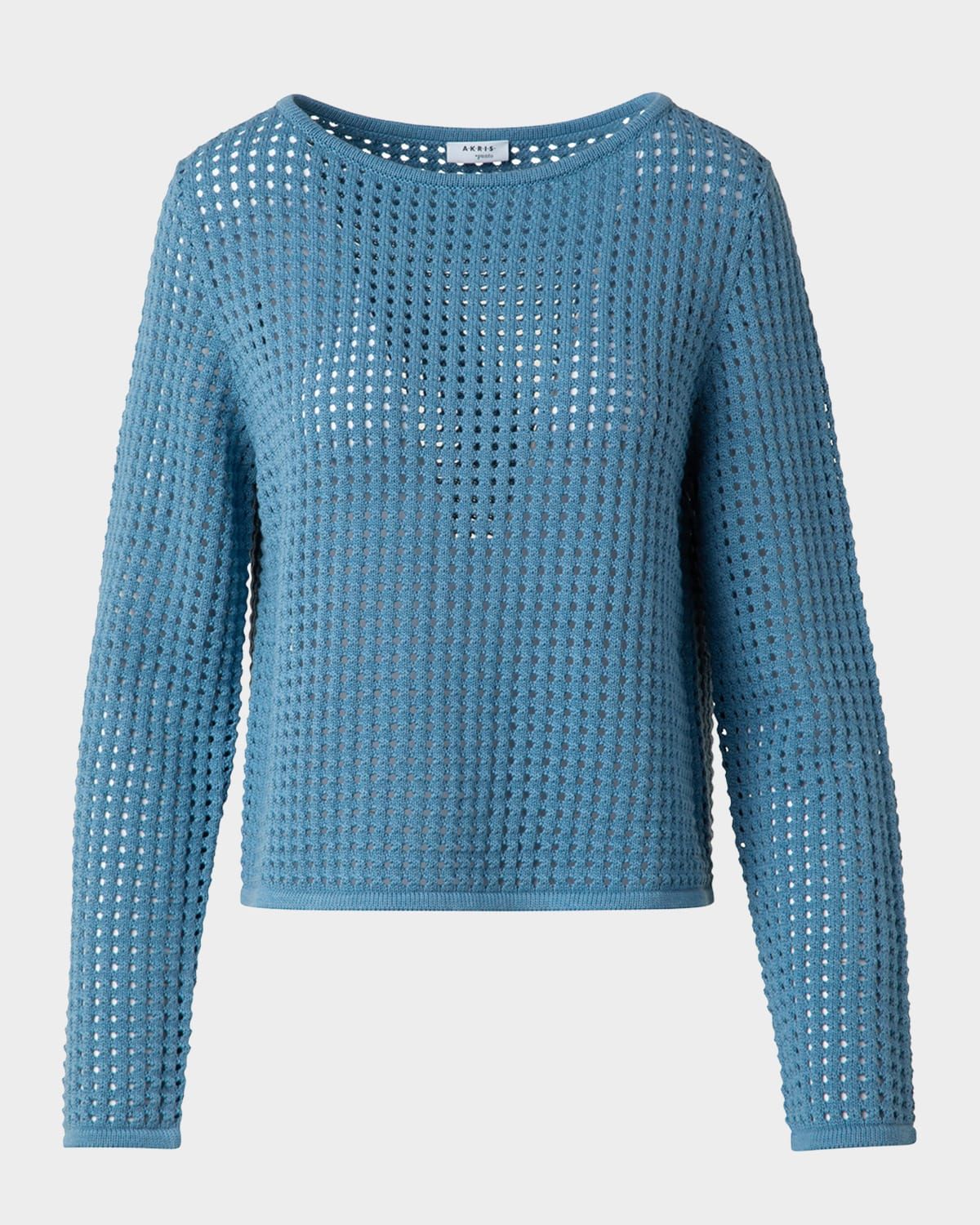 Chunky Cotton Mesh Boatneck Sweater