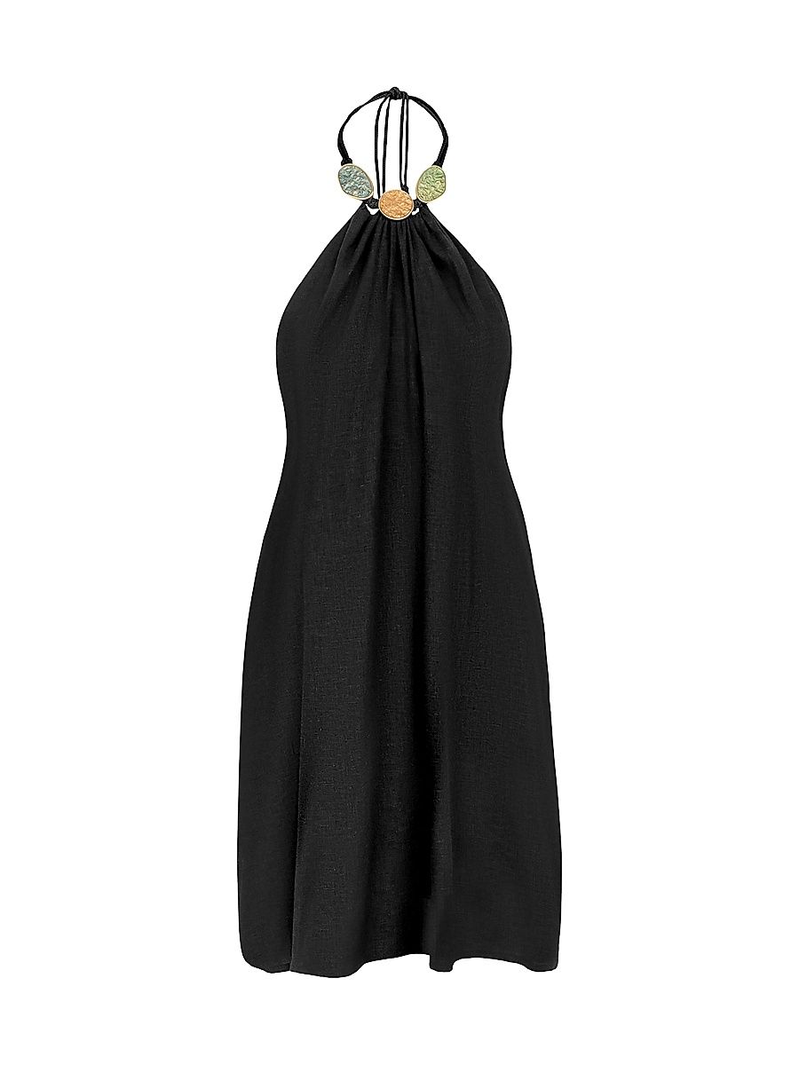 Women's Aiden Medallion Neck Minidress - Black - Size XS