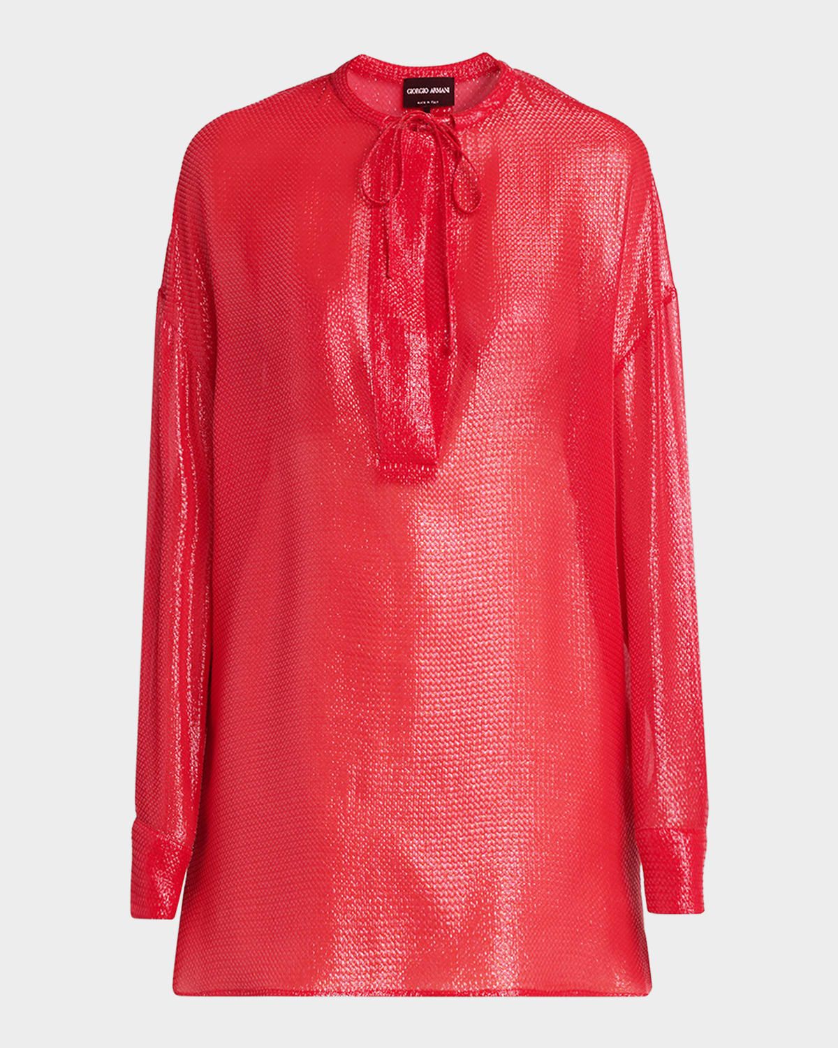 Oversized Shiny Silk-Blend Tunic