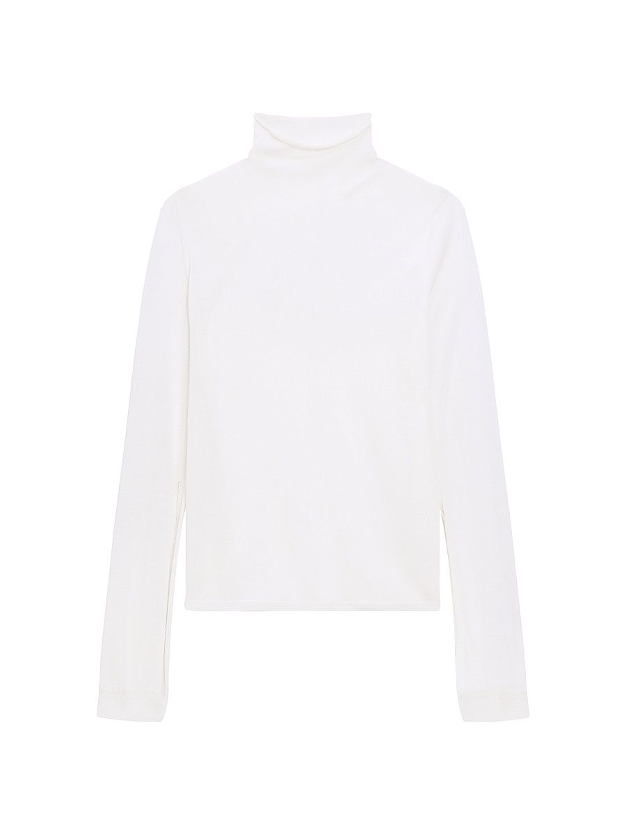 Women's Wool-Blend Turtleneck Sweater - Ivory - Size Large