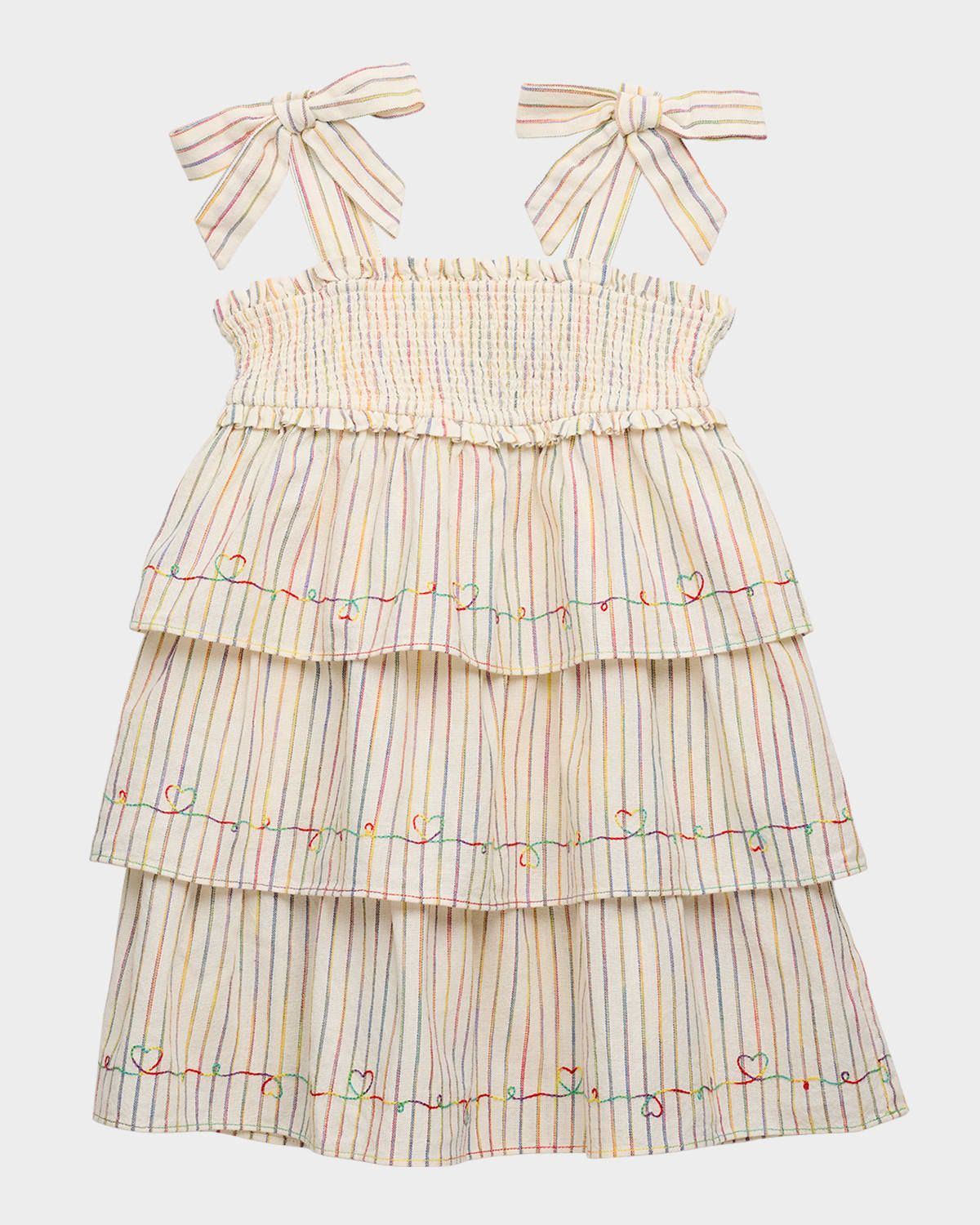 Girl & apos;s Rhiannon Rainbow Striped Denim Dress, Size 1-12