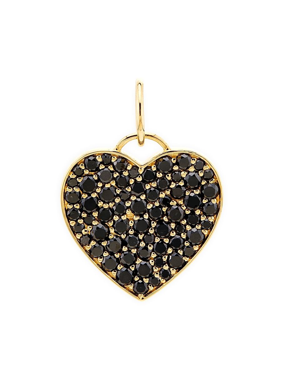 Women's 14K Yellow Gold & Black Diamond Heart Pendant - Yellow Gold