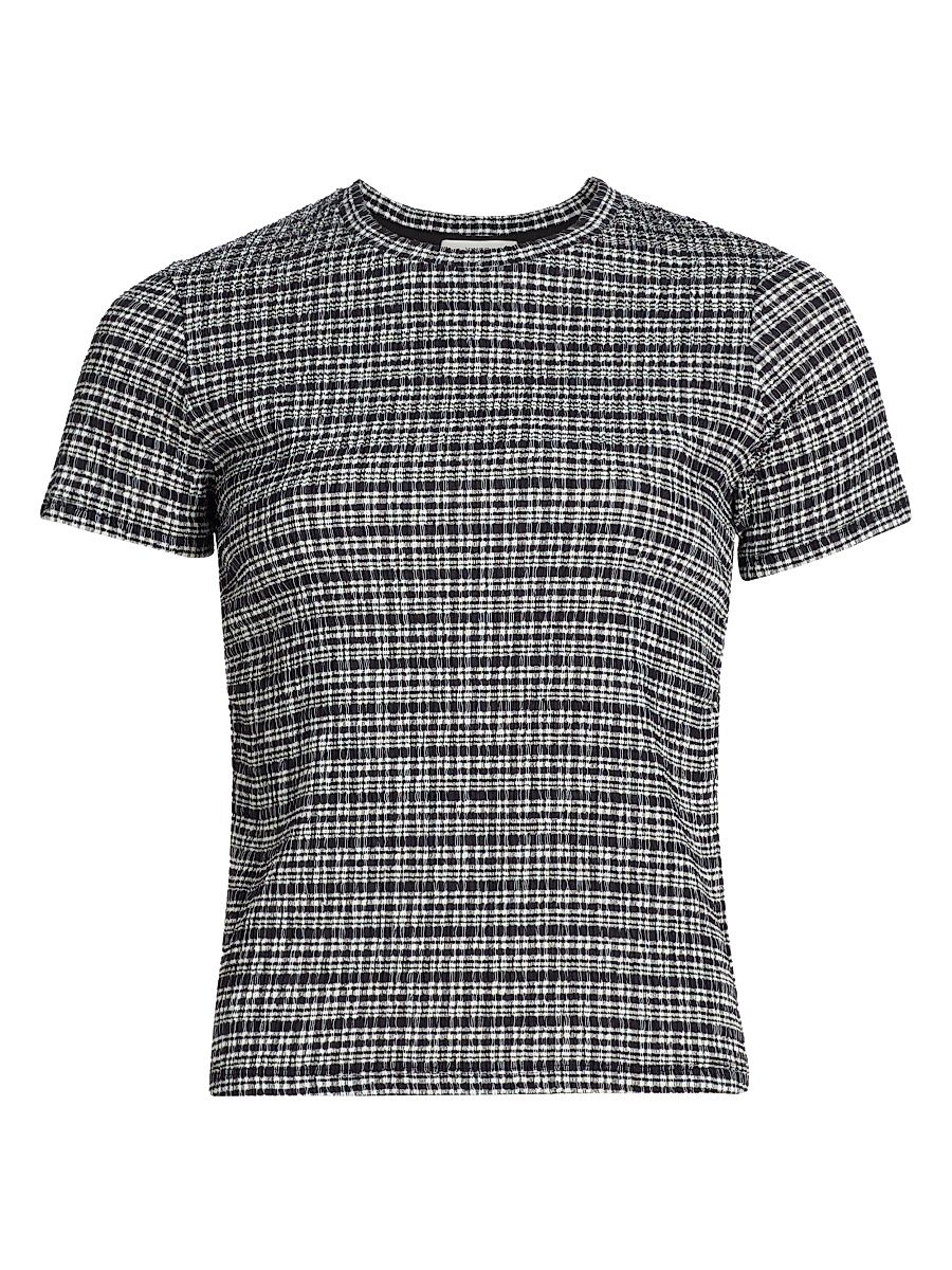 Women's Textured Gingham Cotton-Blend Top - Eclipse Combo - Size Large