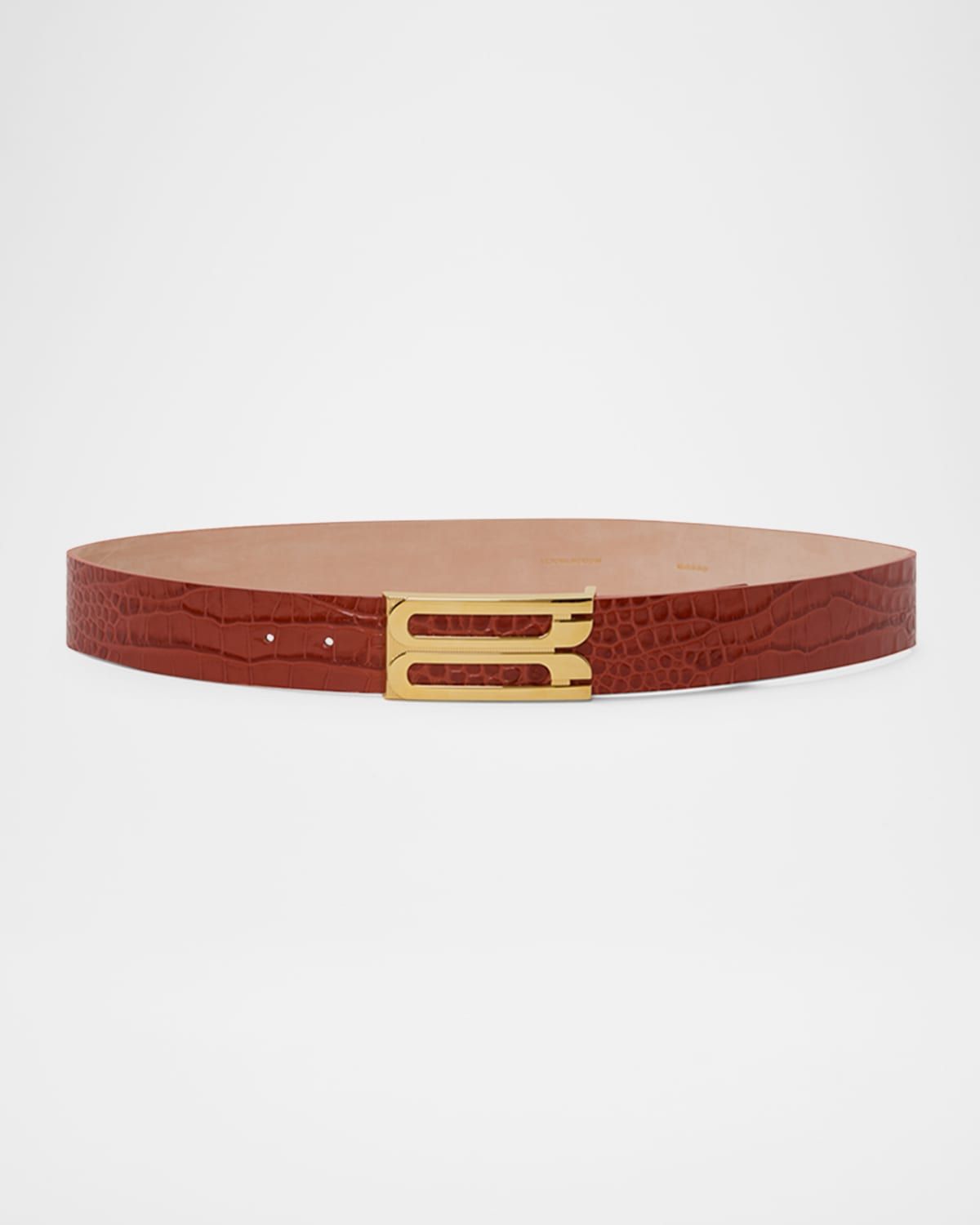 Jumbo Gold-Plated B-Logo Leather Belt