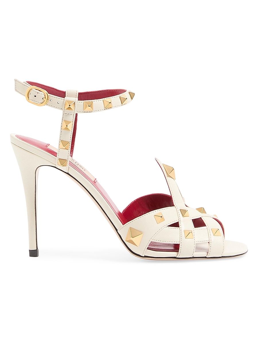 Women's Studdy Kidskin Sandals 100MM - Ivory - Size 12