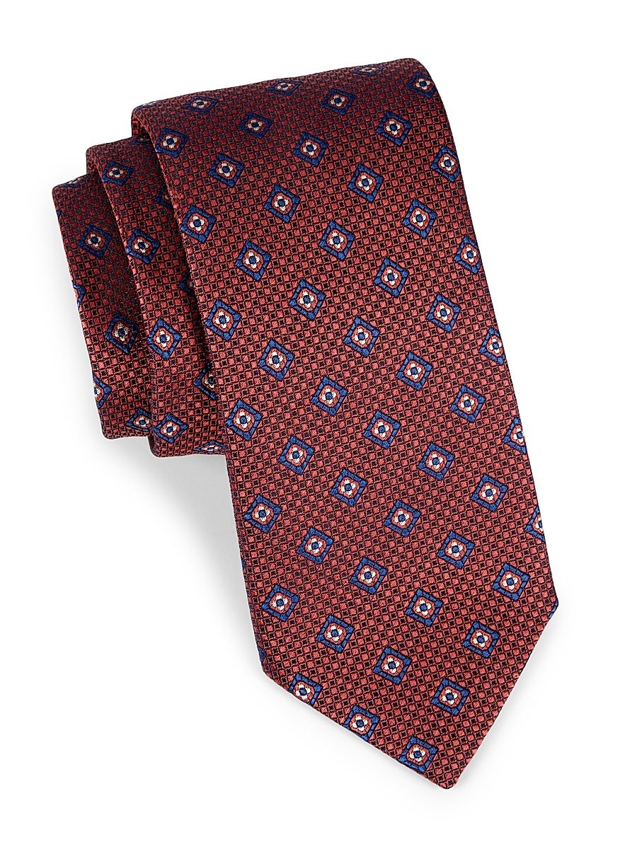 Men's Medallion Silk Tie - Red