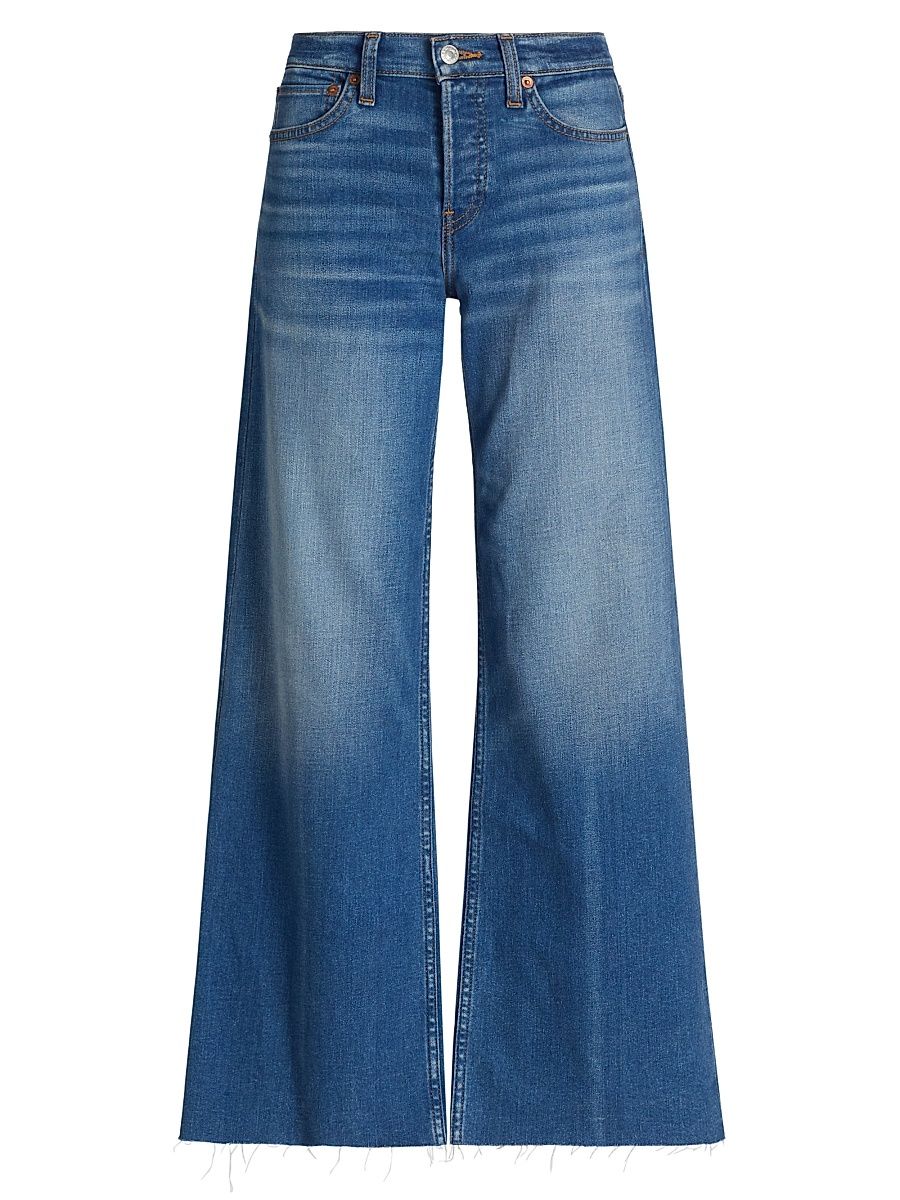 Women's Mid-Rise Wide-Leg Crop Jeans - Viper Blue - Size 28