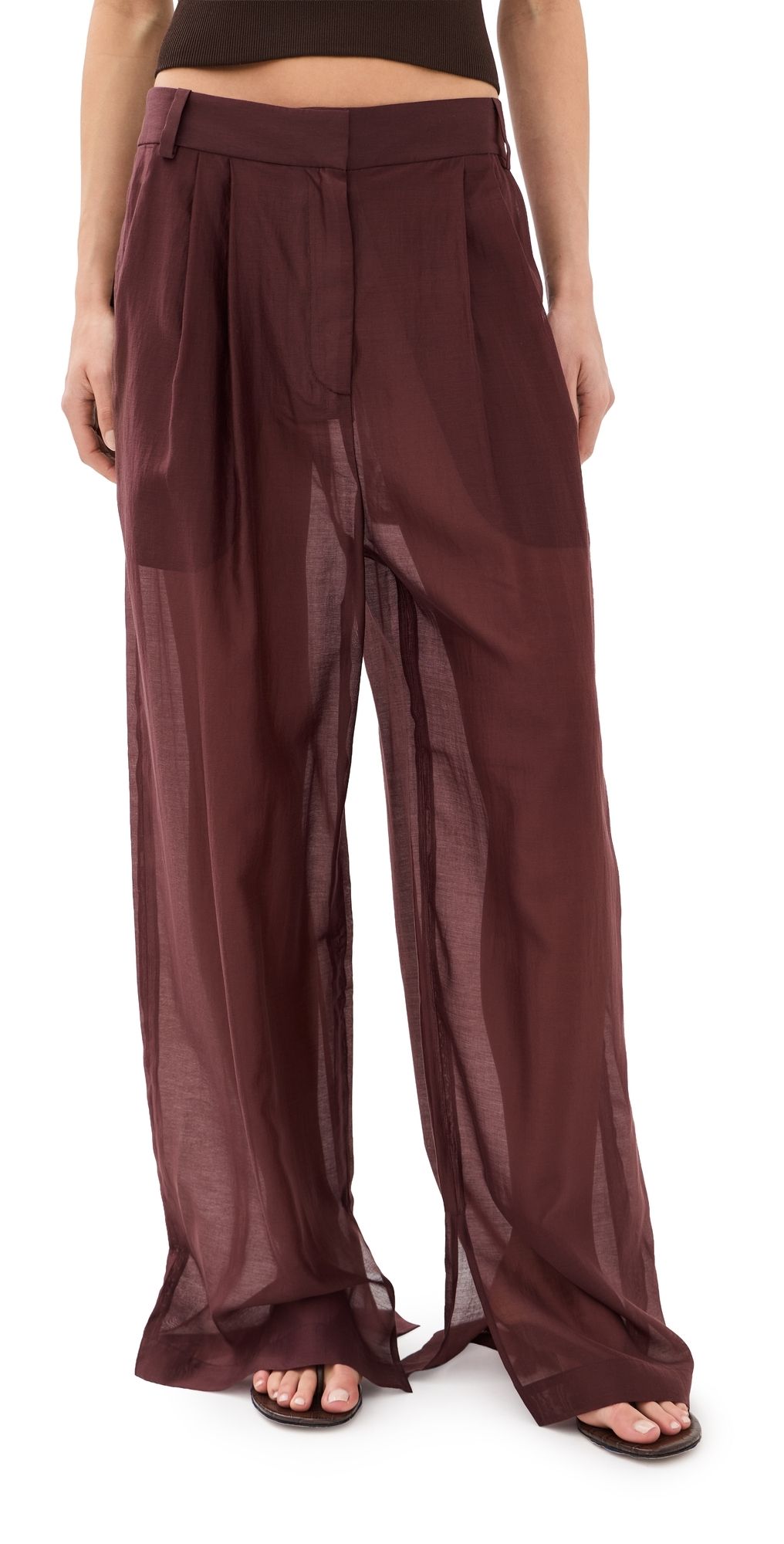 Tibi Summer Voile Stella Pants Russet Brown 6
