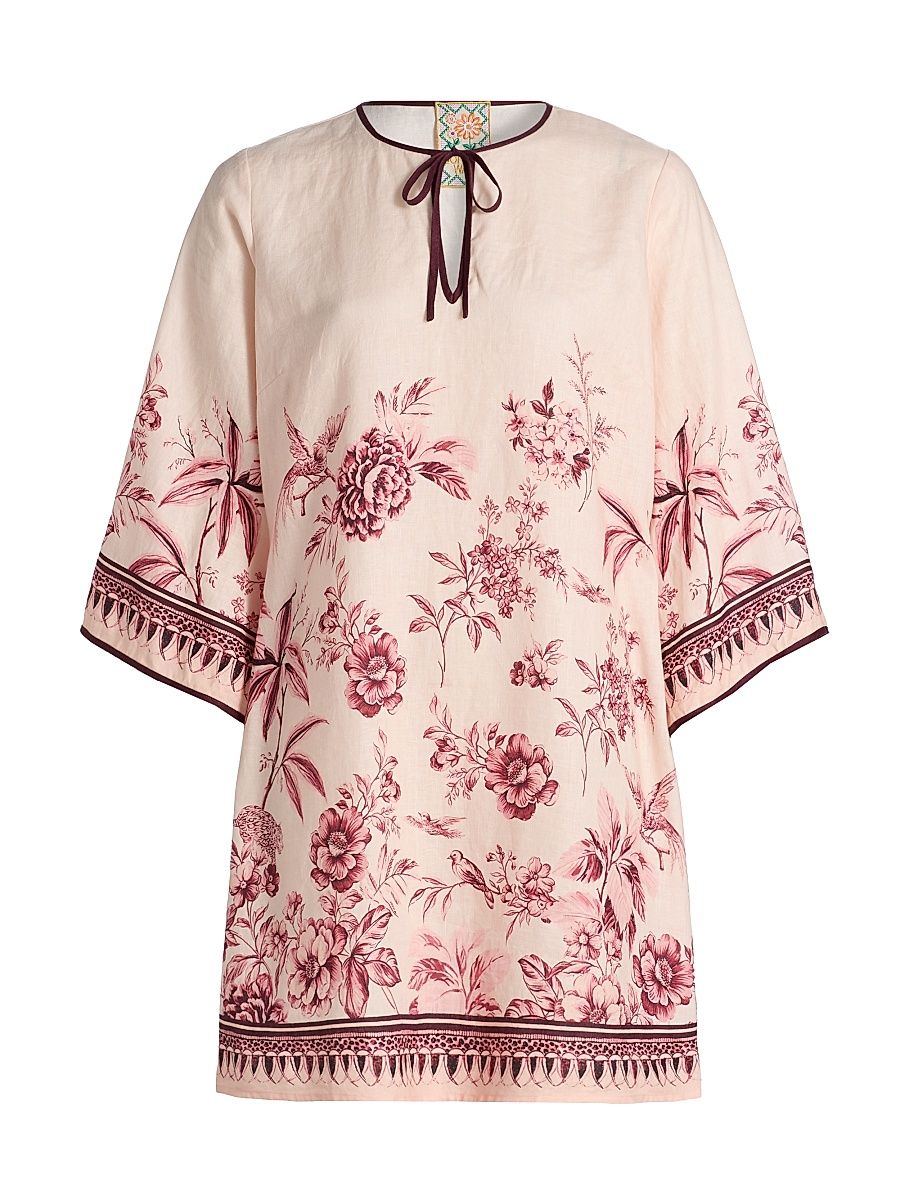Women's Floral Linen Minidress - Yvessa - Size XS