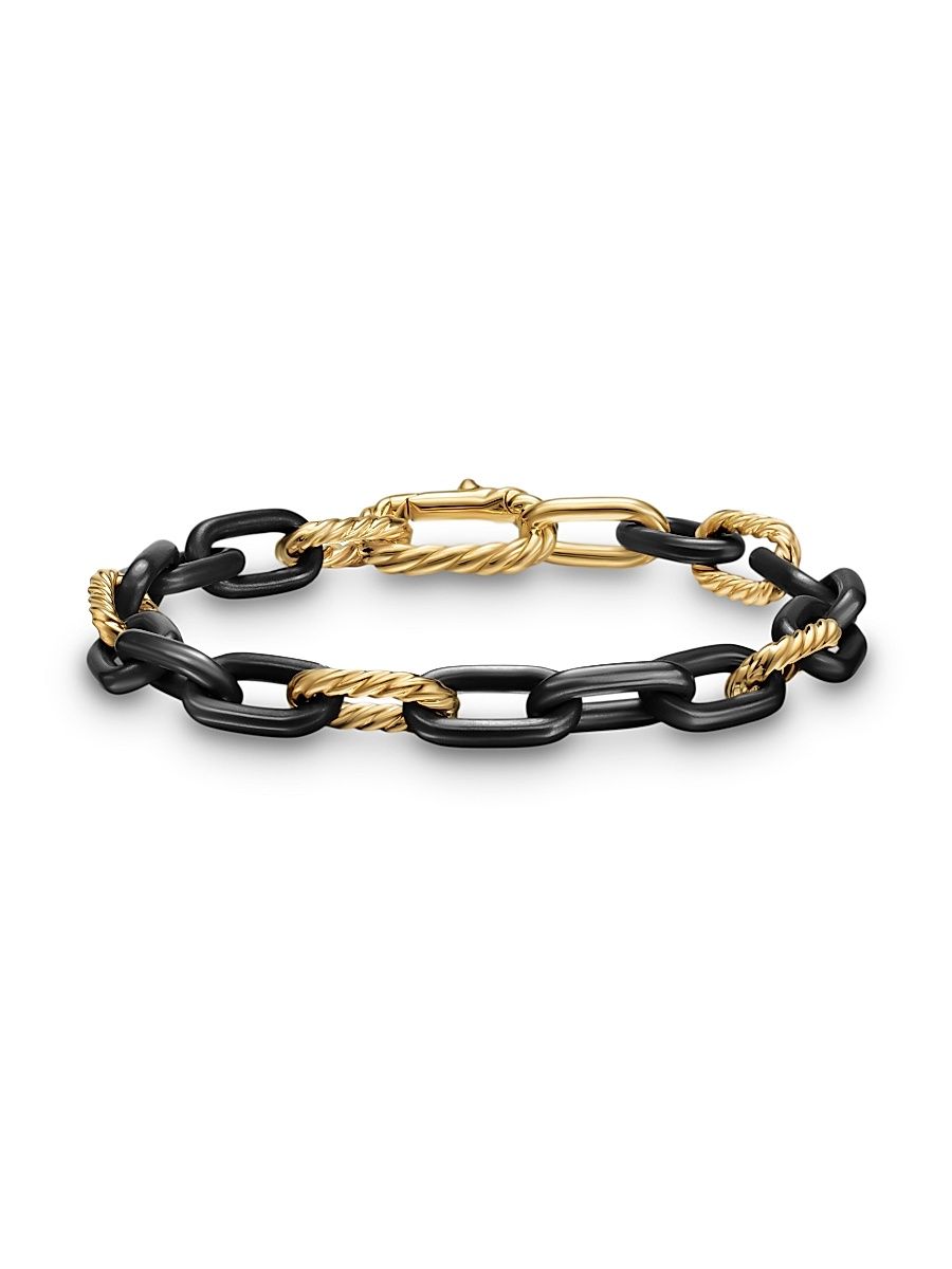 Men's DY Madison Chain Bracelet in Black Titanium - Gold Black - Size Medium