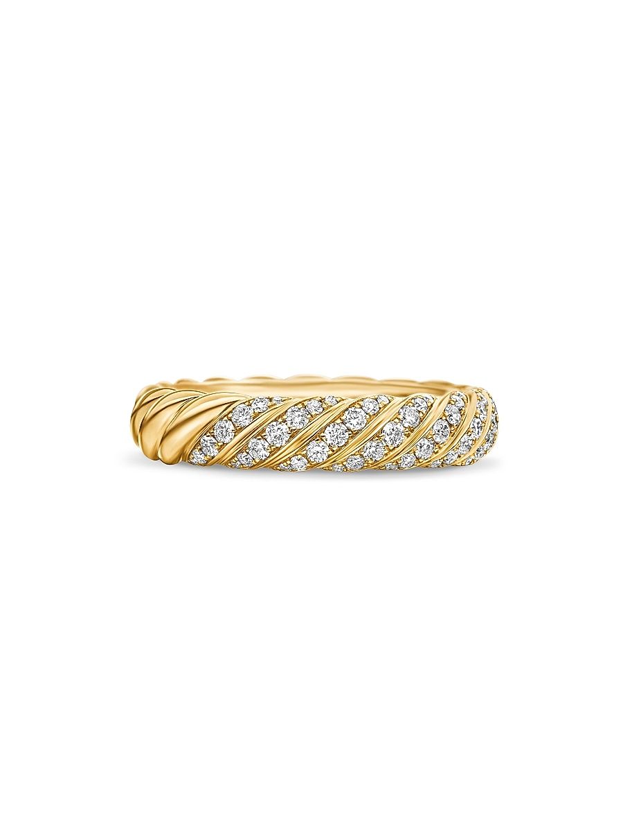 Women's Sculpted Cable Band Ring In 18K Yellow Gold - Gold - Size 4