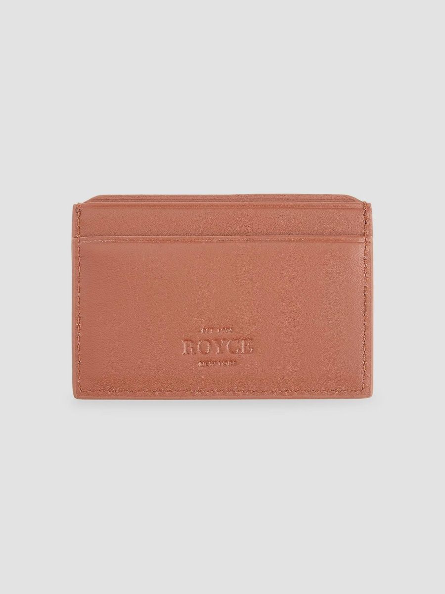 Royce New York Women's RFID-Blocking Leather Card Case - Tan