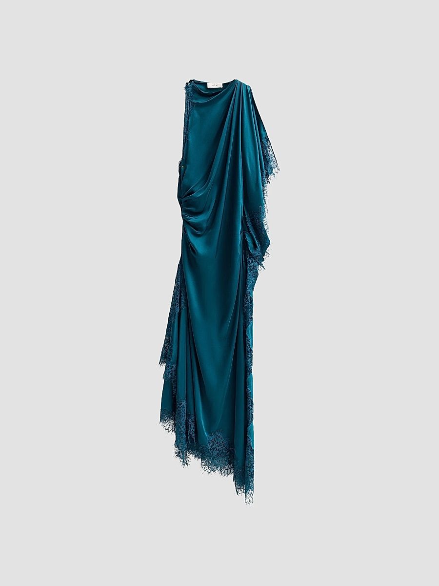 Women's Miriam Draped Lace Midi Dress - Light Teal - Size 6