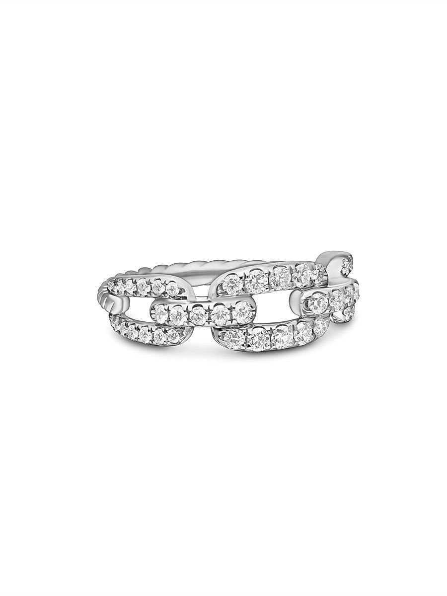Women's Stax Chain Link Ring in 18K White Gold - White Gold - Size 8