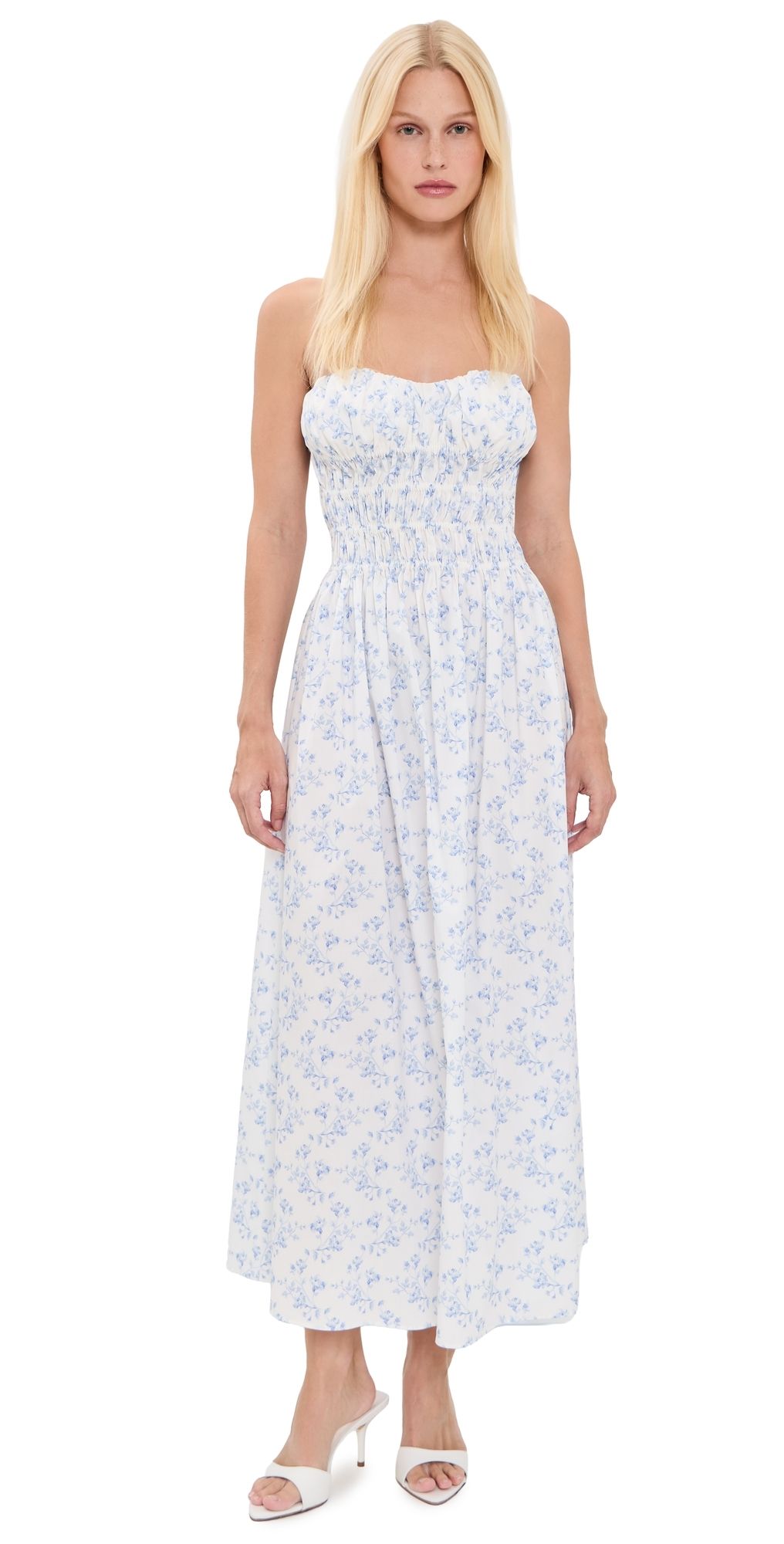 CAROLINE CONSTAS Ivette Dress White Blue XS