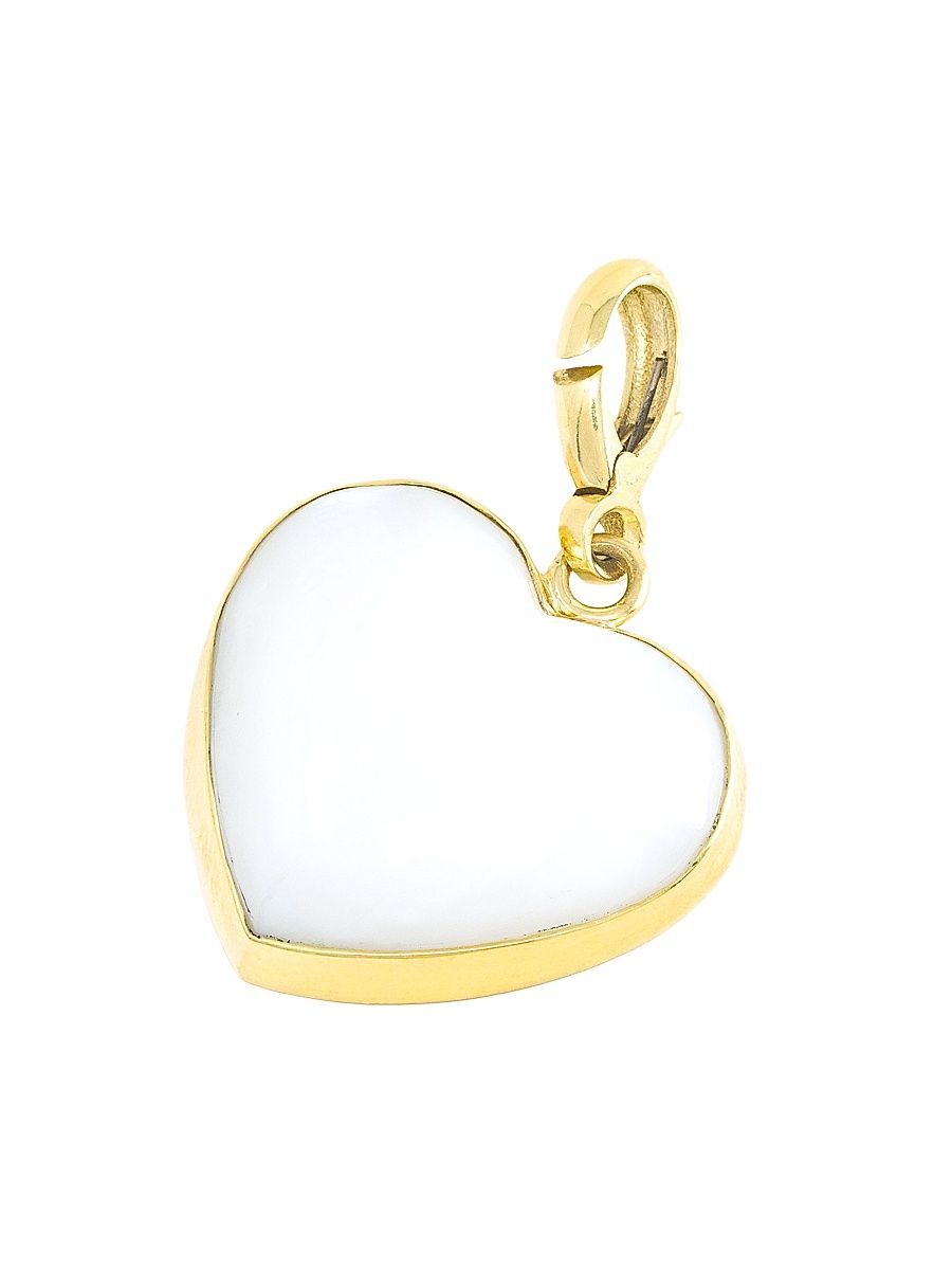 Women's Charms 18K Yellow Gold & Mother-of-Pearl Small Carved Heart Pendant - Mother Of Pearl
