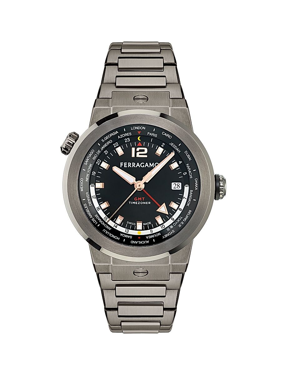 Men's F-80 GMT Worldwide Bracelet Watch/43MM - Gunmetal