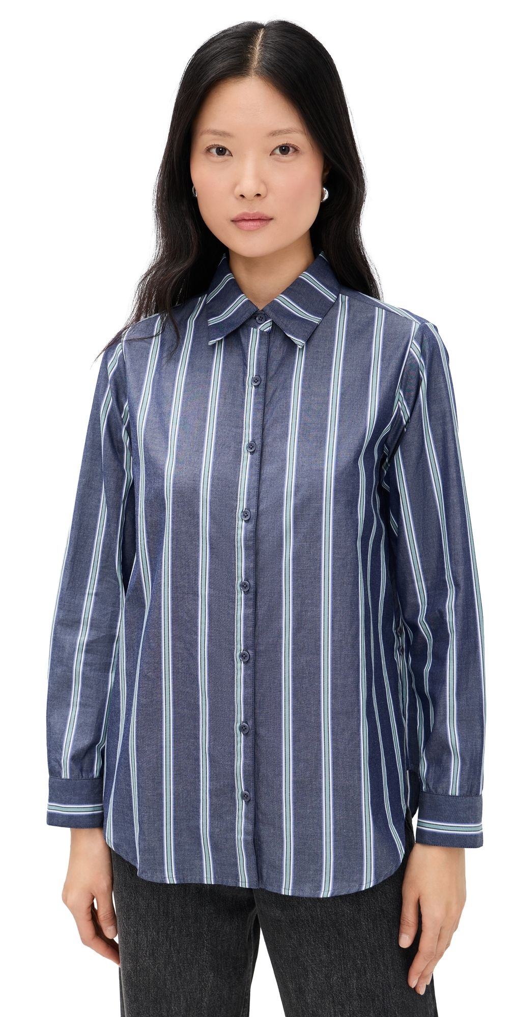 Apiece Apart Sodi Wrap Button Up Indigo Stripe 10
