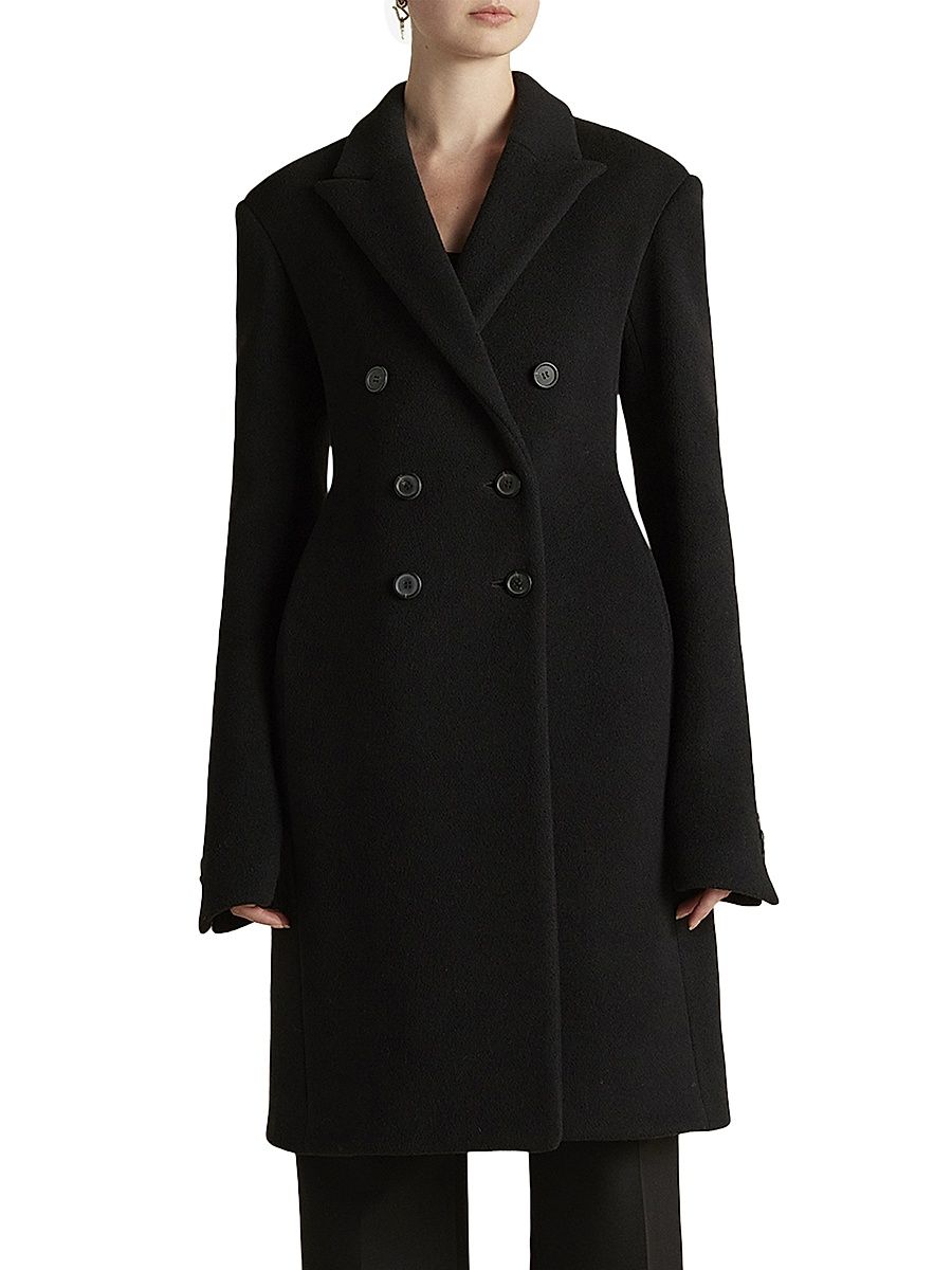 Women's Wool Basque Tailored Overcoat - Black - Size 8